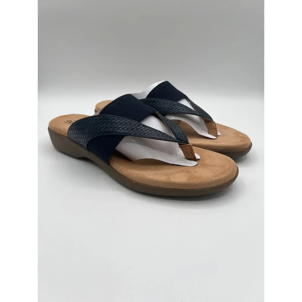 CLIFFS BY WHITE MOUNTAIN WOMENS BUMBLE NAVY WOVEN SMOOTH THONG SANDAL 10M